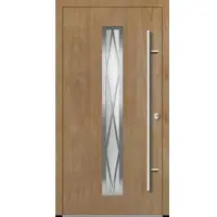 Haustuerenland.de Aluminium Landhaustür "AURORA" 82 mm RC2 Diamant-Applikationen Turner Oak holzähnlich beidseitig innen öffnend DIN rechts