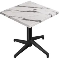 GGM Möbel WAP | Bistro Außen Tisch | B:T:H 70 x 70 x 74 cm | Weiß Marmor / Schwarz | Quadratisch