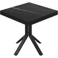 GGM Möbel BE | Bistro Tisch | 60 x 60 x 77 cm | Quadratisch | Schwarz Rand | Schwarz Marmor / Schwarz