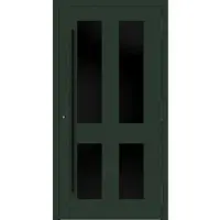 Haustuerenland.de Aluminium Haustür RC2 "MELANIE" 90 mm BLACKLINE Tannengrün matt RAL 6009 beidseitig außen öffnend DIN rechts