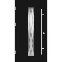 Haustuerenland.de Aluminium Landhaustür "AURORA" 82 mm RC2 Diamant-Applikationen Tiefschwarz RAL 9005 beidseitig außen öffnend DIN links