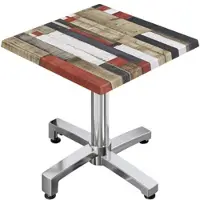 GGM Möbel WBO | Bistro Außen Tisch | B:T:H 60 x 60 x 78,5 cm | Vintage Bunt / Aluminium | Quadratisch | Klappbar + Zusatzgewicht