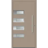 Haustuerenland.de Schüco Aluminium Haustür "SHIRIN" ADS 75.SI RC2 Graubeige RAL 1019 beidseitig innen öffnend DIN rechts