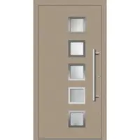 Haustuerenland.de Haustür "STELLA" 79 mm RC3 Graubeige RAL 1019 beidseitig innen öffnend DIN rechts