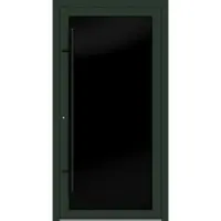 Haustuerenland.de PREMIUM Aluminium-Glas Haustür "MAGDALENA" 90 mm BLACKLINE flächenbündig Tannengrün matt RAL 6009 beidseitig innen öffnend DIN links