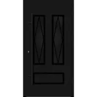 Haustuerenland.de Aluminium Landhaustür "HERMINE" 82 mm BLACKLINE Sprossenfelder Tiefschwarz RAL 9005 beidseitig außen öffnend DIN rechts