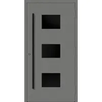 Haustuerenland.de Aluminium Haustür "MARGARETE" 90 mm RC2 BLACKLINE Graualuminium RAL 9007 außen öffnend DIN rechts