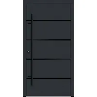 Haustuerenland.de Flügelüberdeckende Aluminium Haustür "FANNIE" 82 mm RC2 BLACKLINE Anthrazit RAL 7016 beidseitig innen öffnend DIN links