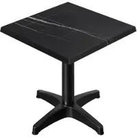 GGM Möbel WBC | Bistro Außen Tisch | B:T:H 60 x 60 x 80,5 cm | Schwarz Marmor / Schwarz | Quadratisch