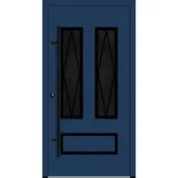 Haustuerenland.de Aluminium Landhaustür "HERMINE" 82 mm BLACKLINE Sprossenfelder Saphirblau RAL 5003 beidseitig innen öffnend DIN links