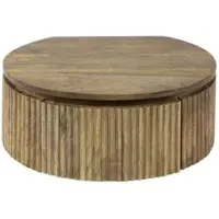 Feeling4Home Nachttisch Vagula aus massivem Mangoholz, rundes Wellen Design, Natur, schwebend mit Schublade