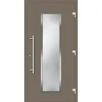 Haustuerenland.de Haustür "JULE" 79 mm RC3 Edelstahl Beigegrau RAL 7006 beidseitig außen öffnend DIN rechts