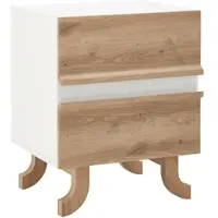 Bessagi Home Nachttisch Vira Weiß/Kieferfarben Echtholz