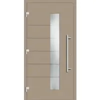 Haustuerenland.de Smarte Haustür "GESINE" 79 mm RC2 mit Fingerprint Graubeige RAL 1019 außen öffnend DIN links
