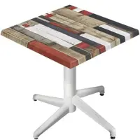 GGM Möbel WAP | Bistro Außen Tisch | B:T:H 60 x 60 x 74 cm | Vintage Bunt / Weiß | Quadratisch