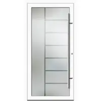 Haustuerenland.de PREMIUM Aluminium-Glas Haustür "VERONIKA" 90 mm Vollglas Weiß RAL 9016 beidseitig innen öffnend DIN rechts