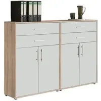 Mid.You Aktenschrank Office Edition Sw Set 17 Weiß/Eichefarben