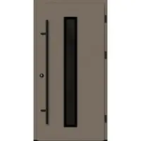 Haustuerenland.de Aluminium Haustür "AURORA" 82 mm RC2 BLACKLINE Beigegrau RAL 7006 beidseitig außen öffnend DIN rechts