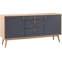 Bessagi Home Sideboard Lena Grau/ Eichefarben Echtholz