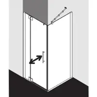 Kermi Pasa XP Pendeltür 1-fl. Festfeld für Seitenwand PX1WL09020VYK 90x200cm, silber glanz, ESG SR OpacoClean, links, auf Duschwanne
