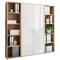 BMG Möbel Aktenschrank Office Edition Sw Set 3 hoch Eiche/Weiß