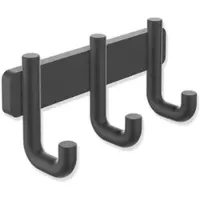 Hewi Serie 480 Hakenleiste 480.90.00260DC mit 3 Haken, pulverbeschichtet, schwarz matt