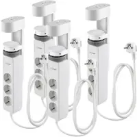 Revolt 4er-Set 3-fach-Tischsteckdose mit Schraubklemme, 2x USB-C, 1x USB-A