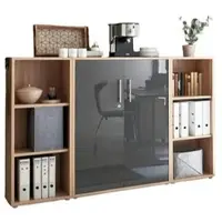 Mid.You Aktenschrank Office Edition Sw Set 2 niedrig Eiche/Anthrazit