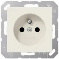 JUNG A1521FKI Steckdose, französisch/belgisches System, Schraubklemmen, Safety Plus, Duroplast, Serie AS, weiß (ivory) A 1521 FKI