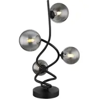 Globo LED Tischlampe Rauchglas Wohnzimmerlampe Tischleuchte schwarz Nachttischlampe 4 flammig, 4x 3,5W 4x 350lm warmweiß, DxH 28 x 52