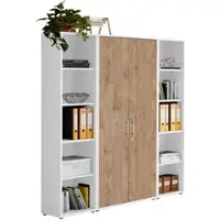 BMG Möbel Aktenschrank Office Edition Sw Set 3 Weiß/Eichefarben