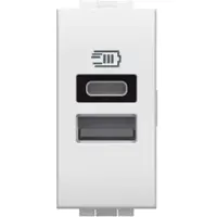 Legrand N4191AC LivingLight USB-Ladesteckdose 1 Modul mit 1x USB-A und 1x USB-C, Farbe Weiß