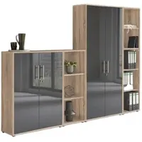Mid.You Aktenschrank Office Edition Sw Set 4 Sonoma Eiche/Weiß