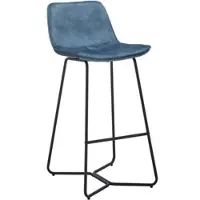 Bessagi Home Barhocker Nery Blau Samt Gepolstert