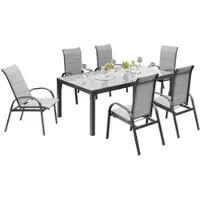 Merxx Gartenmöbelset "Marini" 7tlg. - Aluminiumgestell mit Textilbespannung grau - 50253-309