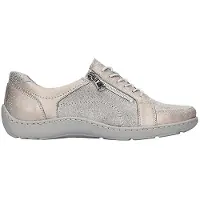 Waldlaufer Henni Halbschuh mit ProAktiv Fußbett 496042-337-070, Nubukleder, Hellgrau mit Metallic - Effekt, Weite H 42