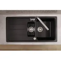 Respekta Küchenspüle Einbauspüle Spülbecken Granitspüle 100 x 50 Schwarz Austin