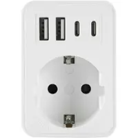 Plastrol Steckdosenadapter mit 4x USB und Schuko-steckdose 230V 3680W