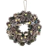 Böttcher-AG Weihnachtskranz ZX6083910, Türkranz, Ø 30 cm, Tannenzweige aus Kunststoff, mit 15 LEDs, batteriebetrieben