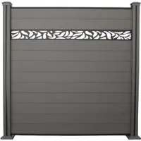 Hardin 1fachgut WPC-Sichtschutzzaun Valla - mit Design 1x Element + 2x Pfosten - Grau
