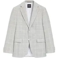 BOSS Slim-Fit Sakko aus kariertem Leinen und Schurwolle Grösse 52