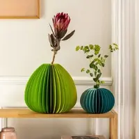 REMEMBER Papiervase "Yuki" petrol - 2-farbige Vase mit Glaszylinder - 13cm, ø 18 cm
