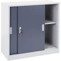 Proregal Aktenschrank, klein | HxBxT 90x90x45cm | mit abschließbaren Schiebetüren | anthrazit| Stahlschrank Büroschrank