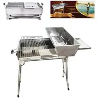 Olymp Handels GmbH Mangal Edelstahl President Schaschlik Grill mit Grillrost und Ablage