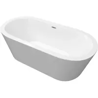 TroniTechnik Freistehende Badewanne PIPERI Maße ca. 168 x 80 x 60cm Wanne - Füllmenge 210 Liter, aus Acryl mit Siphon