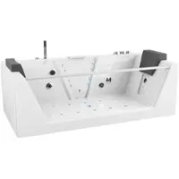 TroniTechnik Whirlpool Badewanne MYKONOS 180cm x 88cm mit Heizung, Wasserfall, Hydromassage und Farblichtherapie, Sanitäracryl
