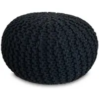 Amagohome Sitzpouf Strickhocker Pouf Ø45 H30cm Bodenkissen Indoor Baumwolle nachhaltig recycelt : schwarz - anthrazit