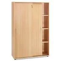 Proregal Möbelpartner Schiebetürenschrank Lion | Large | HxBxT 153x100x40 cm | 4 Fächern | Buche | Büroschrank von