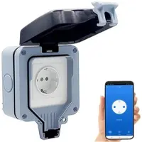 Luminea Home Control Outdoor-WLAN-Aufputzsteckdose, Sprachsteuerung, Verbrauchsmesser, App