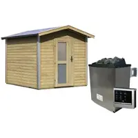 Karibu Saunahaus »Goldingen«, BxTxH: 231 x 273 x 235 cm, 9 kW Ofen mit ext. Steuerung - braun